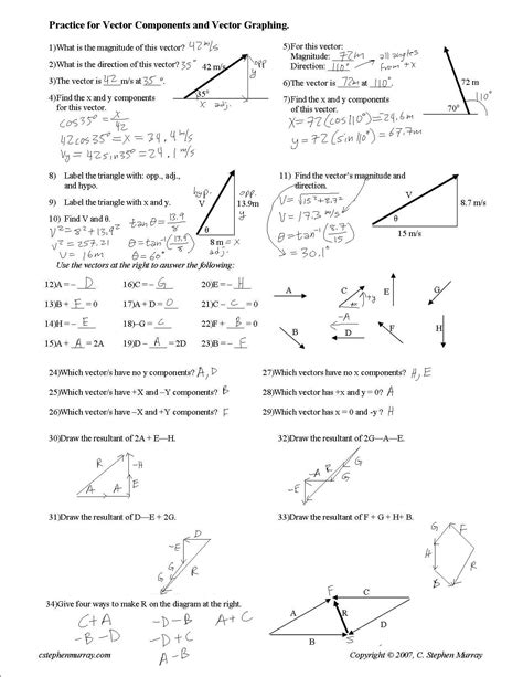 vector addition and subtraction worksheet with answers pdf